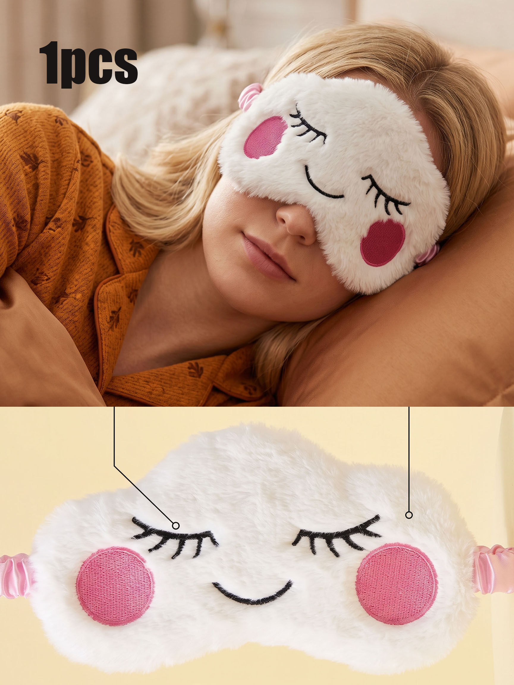 Eye Mask Sleep Travel - 1 szt. Pluszowa maska na oczy