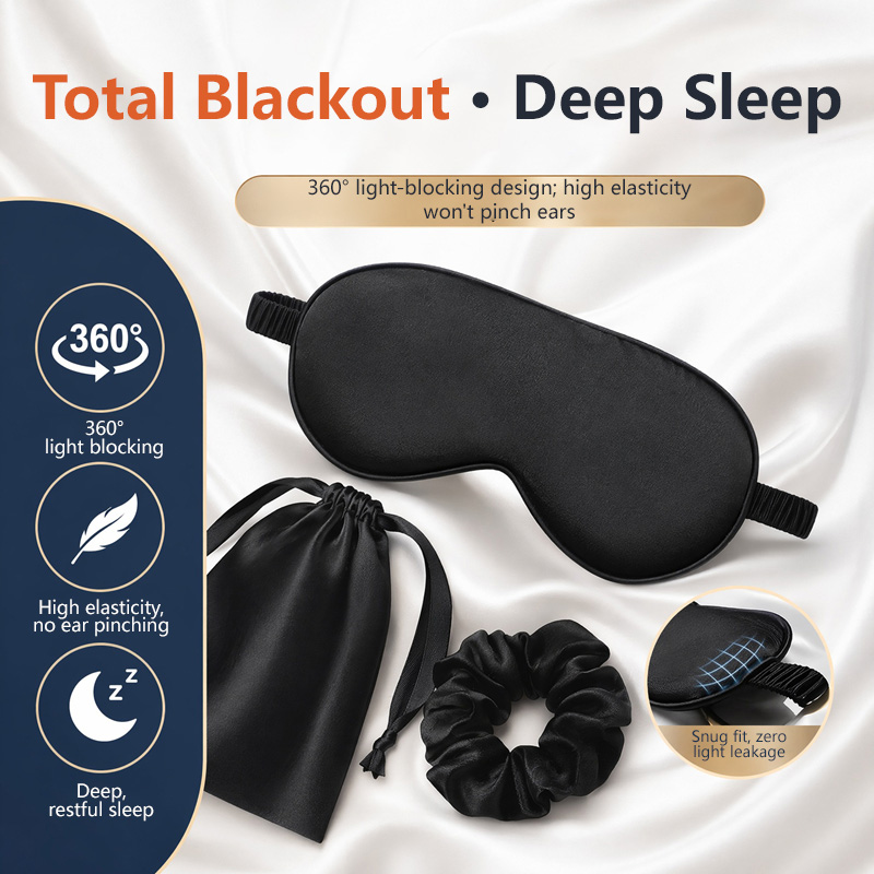 Eye Mask Sleep Travel - Zestaw 3 jedwabnych maseczek na oczy,